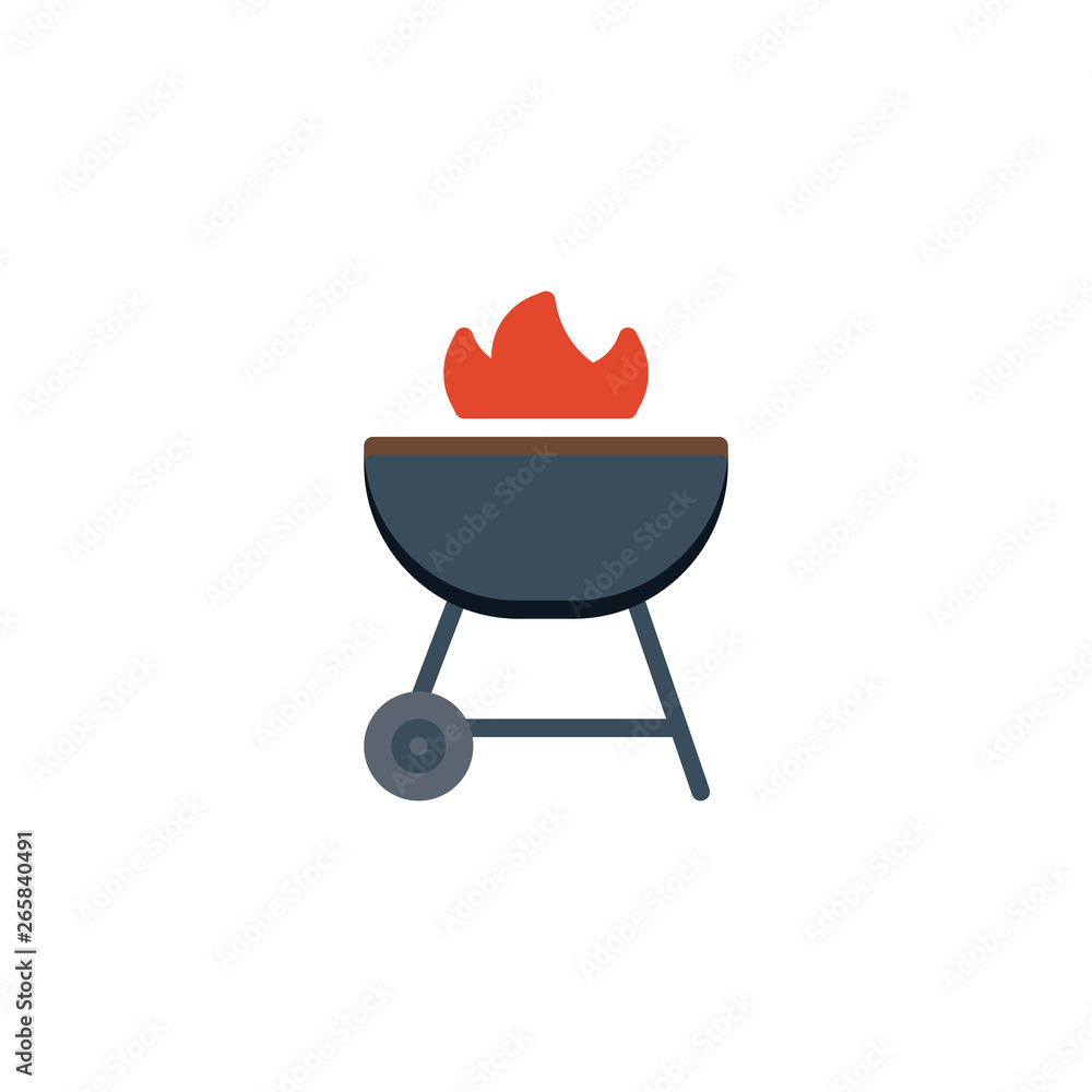 BBQ grill flat icon, vector sign, Barbecue grill with flame colorful pictogram isolated on white. Symbol, logo illustration. Flat style design BBQ grill flat icon, vector sign, Barbecue grill with flame colorful pictogram isolated on white. Symbol, logo illustration. Flat style design