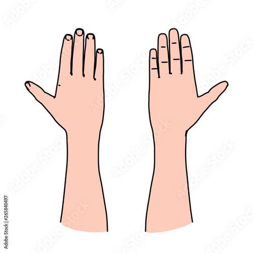 Human palm of hand as line art concept of greeting, oath or warning symbol