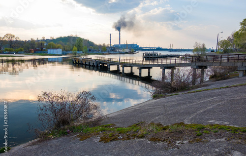 Wallpaper Mural Kyiv region , Ukraine - April 21, 2019: View of the Tripilska TPP from the bank of the Dnieper River in the city of Ukrainka, Kiev region, Ukraine Torontodigital.ca