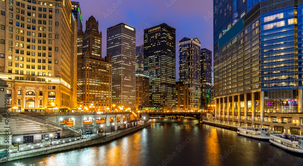Chicago Skylines along Chicago River