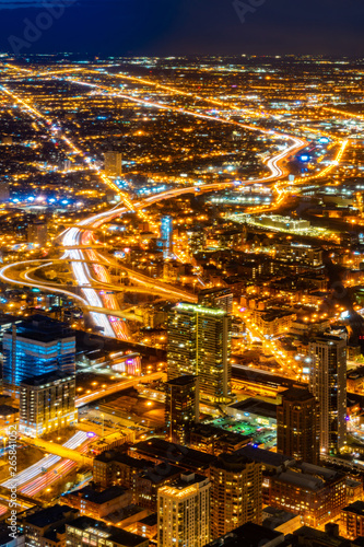 aerial view of Chicago Skylines night