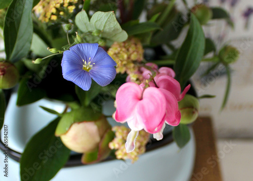 spring flowers in a teapot
