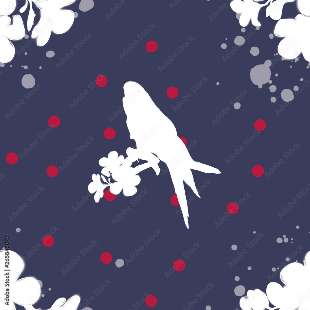 Pattern silhouette of a bird and the colors of white on a bright background, you can use on the fabric.