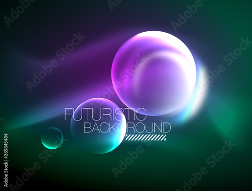 Vector glowing neon circles abstract background