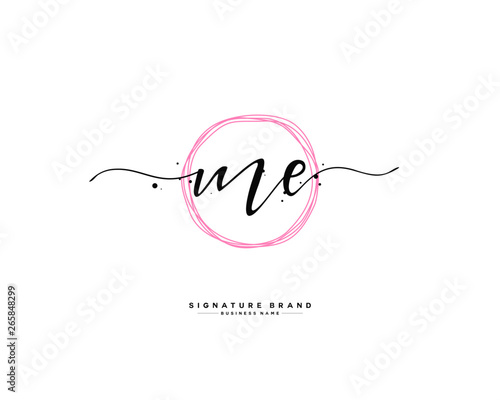 M E ME initial logo handwriting template vector