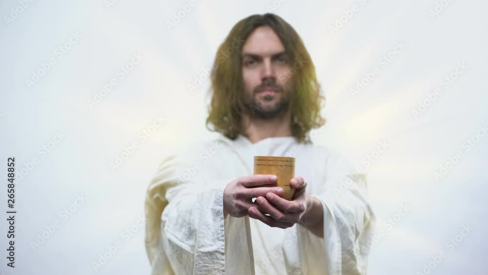 Son of God holding wine, sacramental Eucharist in Catholic church, Communion Son of God holding wine, sacramental Eucharist in Catholic church, Communion