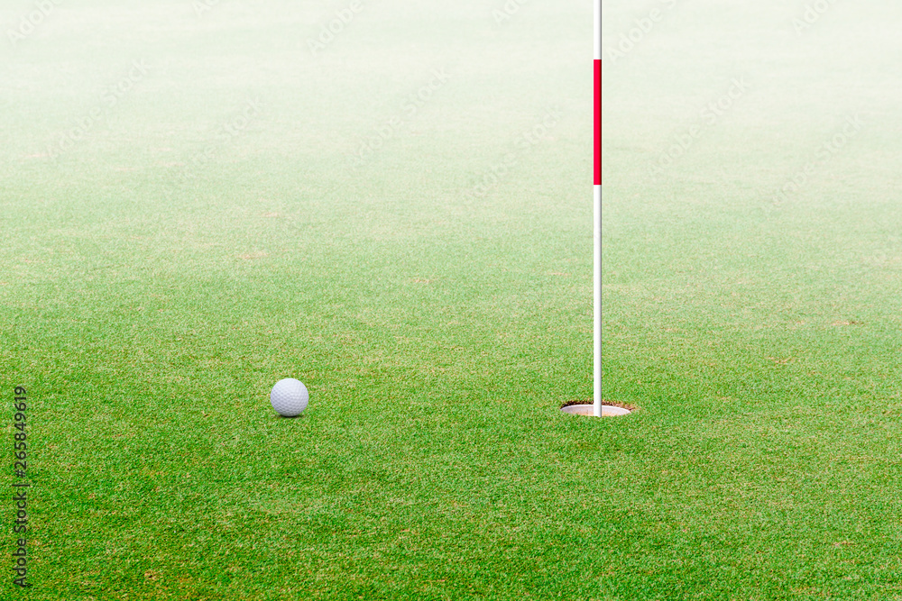 Obraz premium golf ball hole on a field