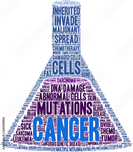 Cancer word cloud on a white background. 