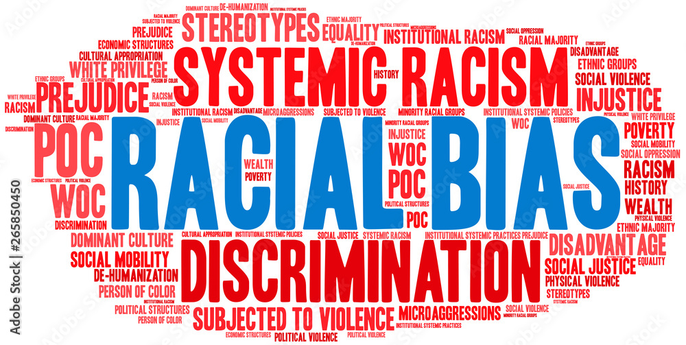 Racial Bias Word Cloud on a white background. Racial Bias Word Cloud on a white background.