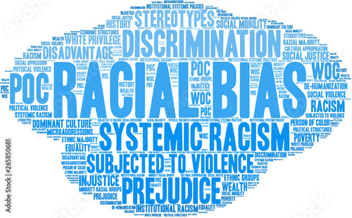  Racial Bias Word Cloud on a white background. 