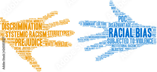  Racial Bias Word Cloud on a white background. 