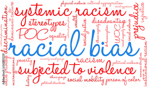  Racial Bias Word Cloud on a white background. 