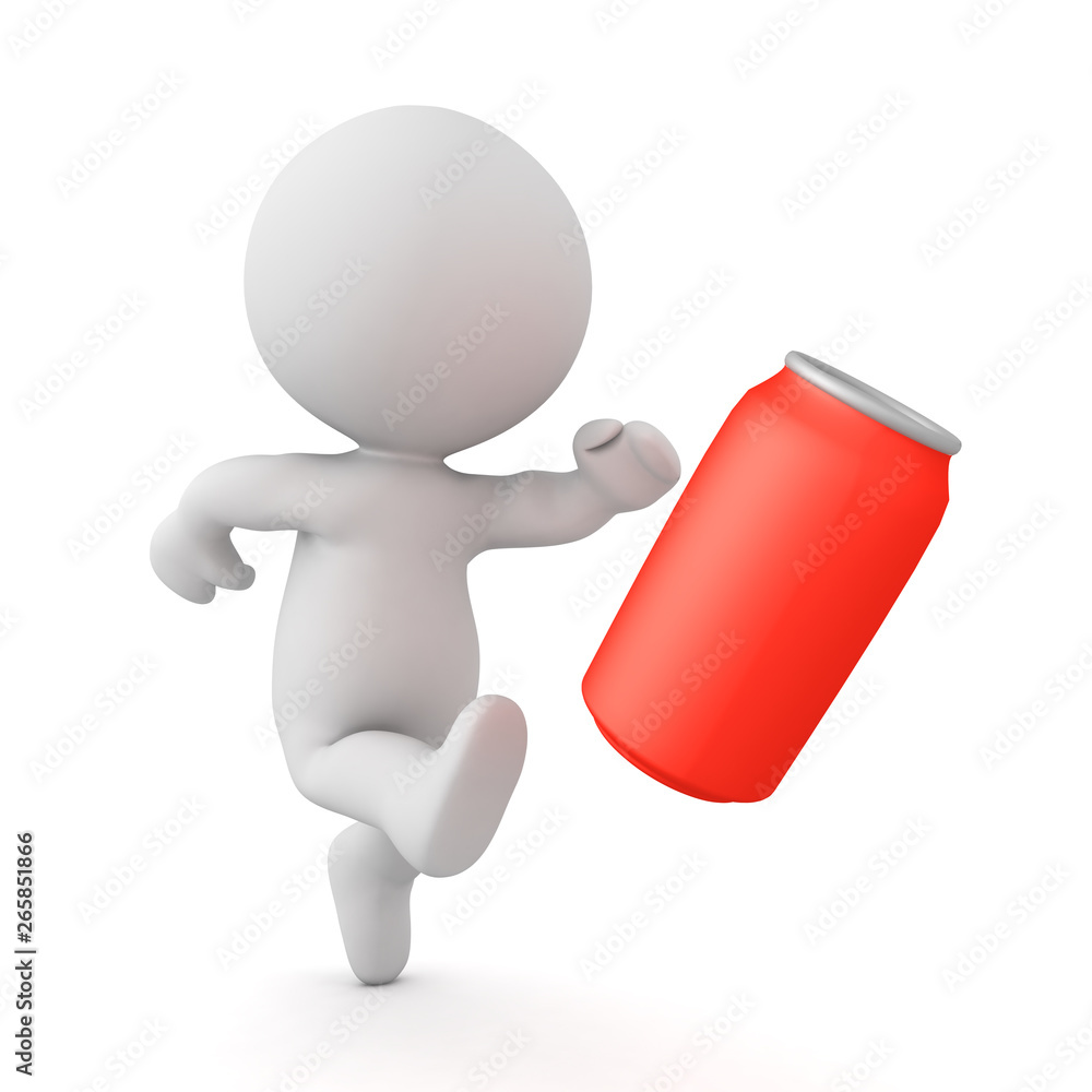 3D Character kicking a soda can 3D Character kicking a soda can