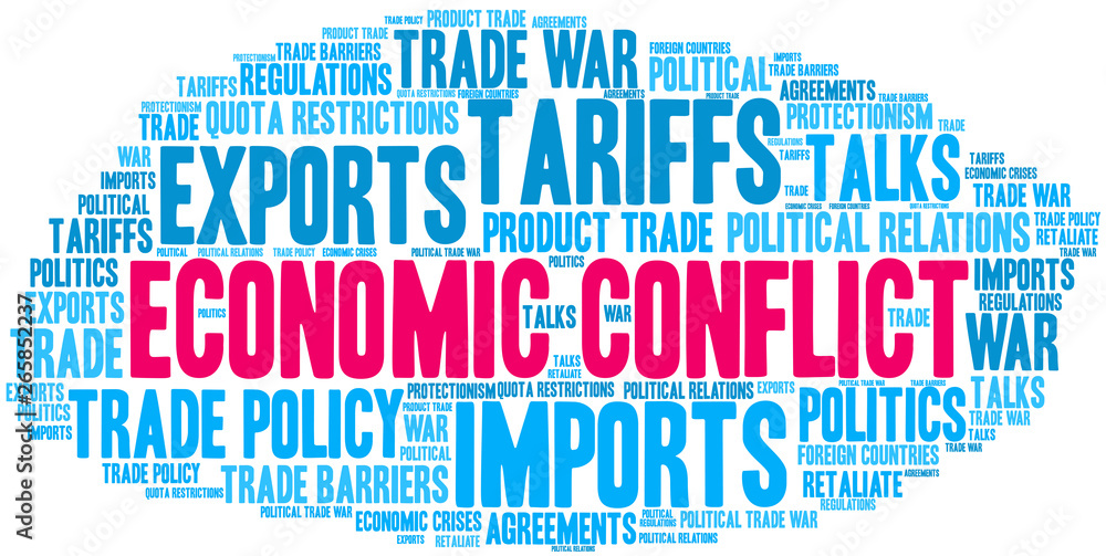 Economic Conflict Word Cloud on a white background. Economic Conflict Word Cloud on a white background.