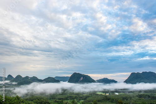 landscape with mountains and clouds