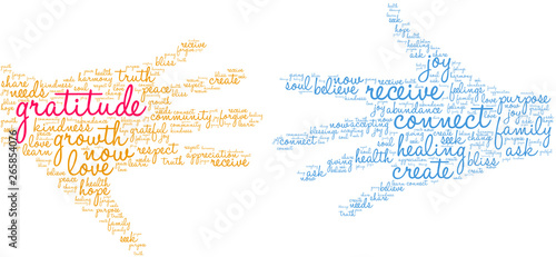 Gratitude Word Cloud on a white background. 