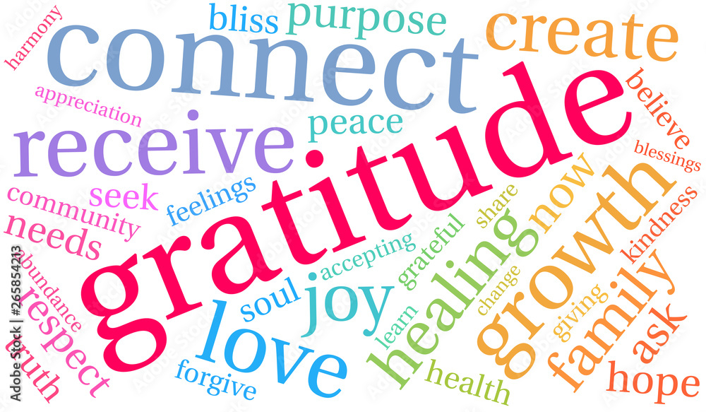 Fototapeta premium Gratitude Word Cloud on a white background. 