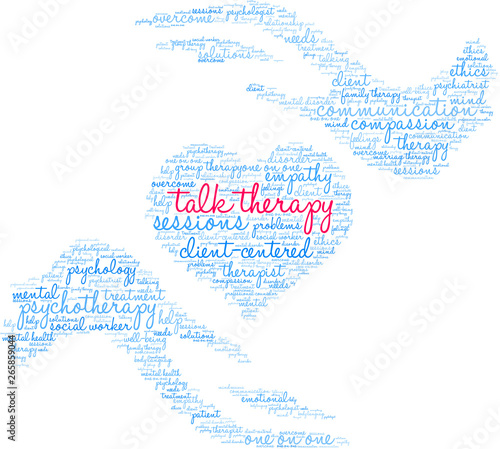 Talk Therapy Word Cloud on a white background.  © arloo