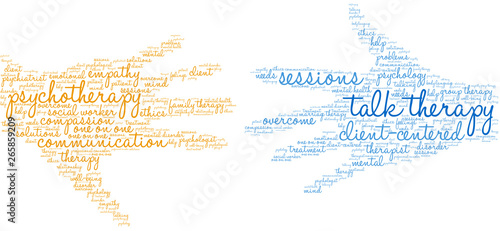 Talk Therapy Word Cloud on a white background. 