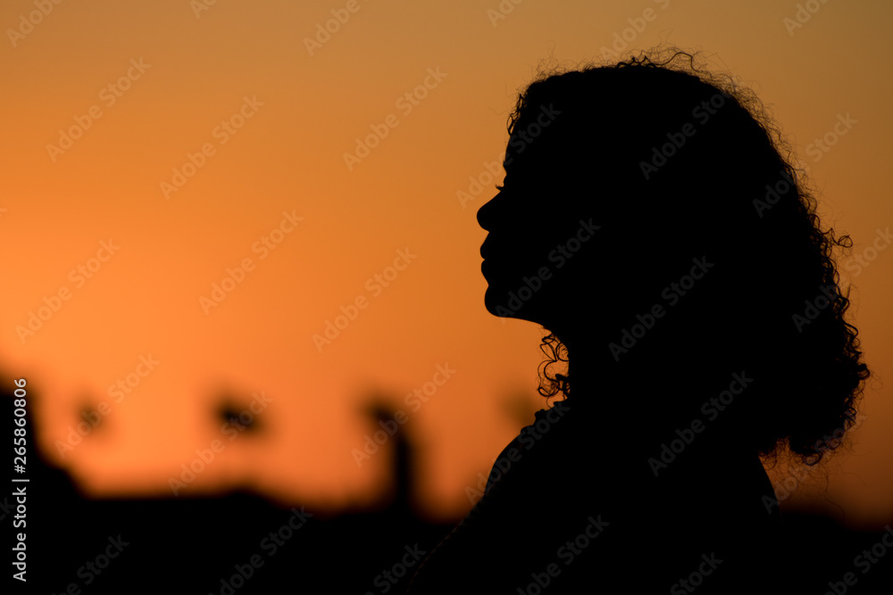 Dominican Silhouette woman sunset