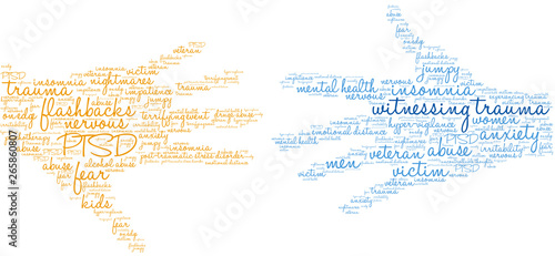 Witnessing Trauma Word Cloud on a white background. 
