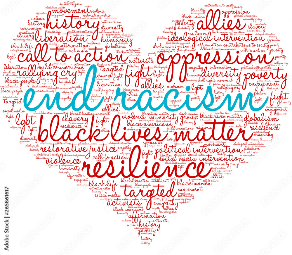 End Racism Word Cloud on a white background. End Racism Word Cloud on a white background.