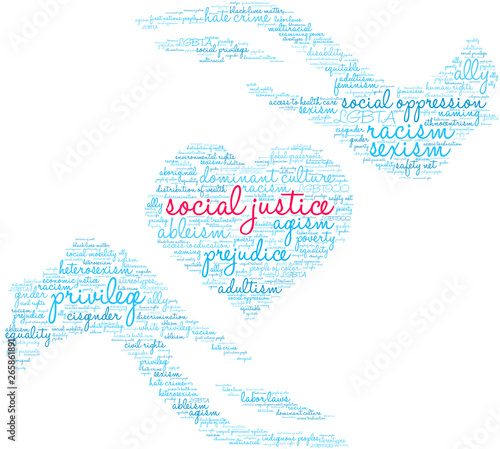 Social Justice Word Cloud on a white background.  photo