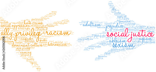 Social Justice Word Cloud on a white background. 