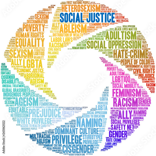 Social Justice Word Cloud on a white background.