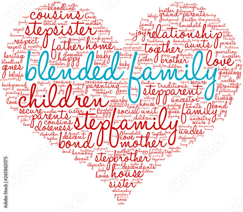 Blended Family Word Cloud on a white background. 