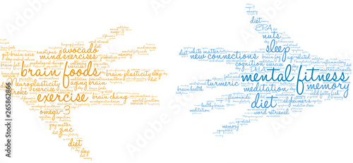 Mental Fitness Word Cloud on a white background. 