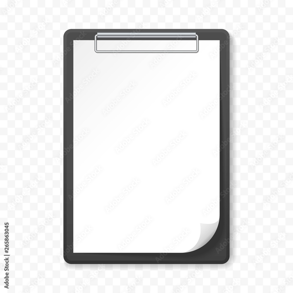 Black clipboard with white sheet on transparent background. Template design blank mock up. Concept for education, business, planning or infographics. Black clipboard with white sheet on transparent background. Template design blank mock up. Concept for education, business, planning or infographics.