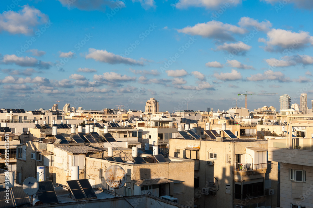 Israel, Tel Aviv-Yafo, roofs in the city center