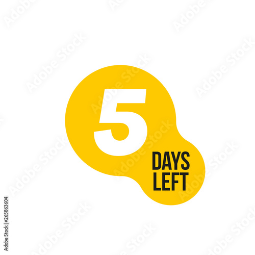 5 days left. Vector emblem with the number of days remaining	