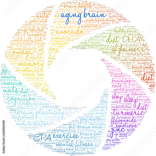 Aging Brain Word Cloud on a white background. 