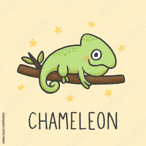 Cute Chameleon cartoon hand drawn style
