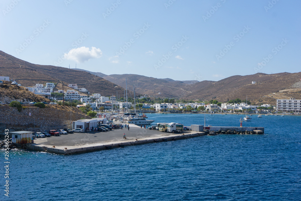 Port of Kythnos Aegean island in Cyclades, Greece