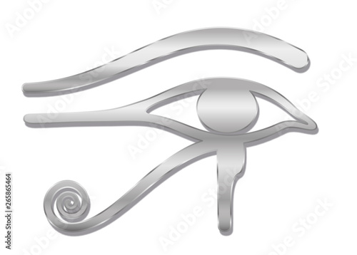 Eye of Horus, silver style. Ancient Egyptian goddess Wedjat symbol of protection, royal power and good health. Similar to Eye of Ra.