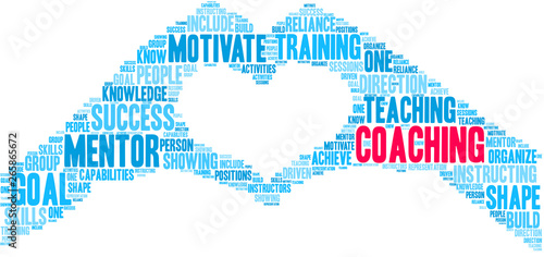 Coaching Word Cloud on a white background.  © arloo