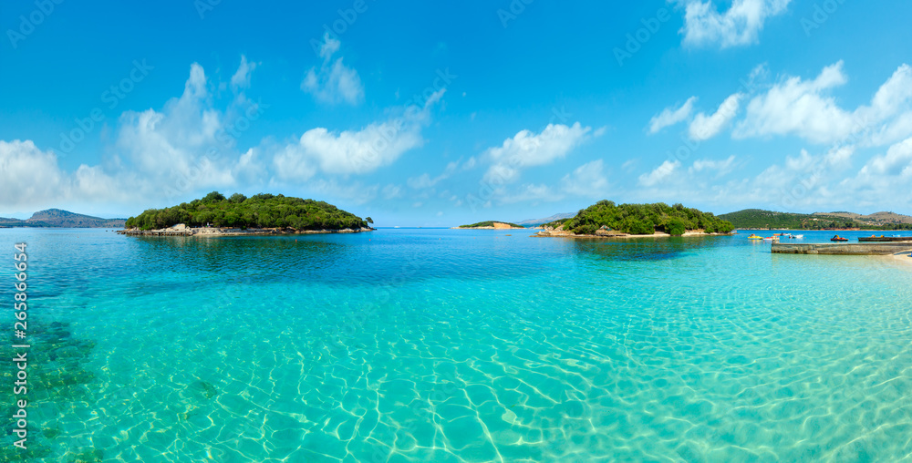 Fototapeta premium Ksamil beach panorama, Albania