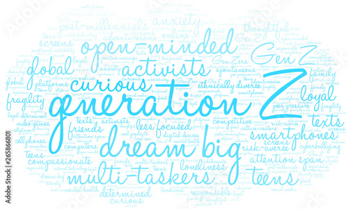 Generation Z Word Cloud on a white background. 