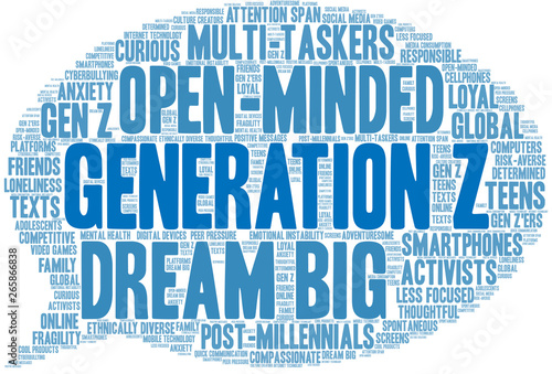 Generation Z Word Cloud on a white background. 