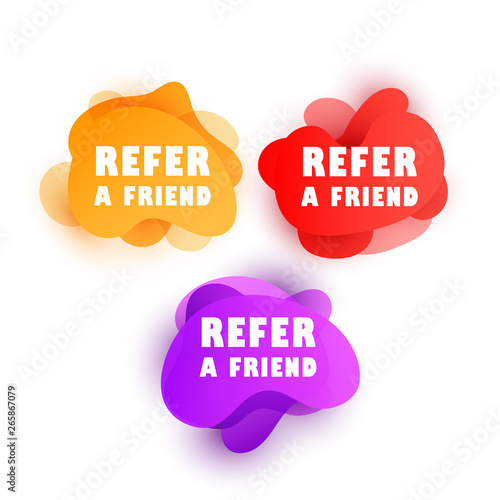 Set of doodle speech bubbles with refer a Friend message