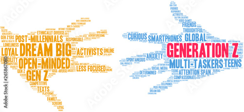 Generation Z Word Cloud on a white background. 