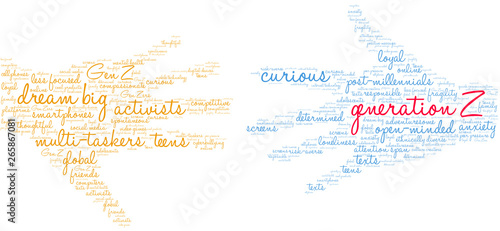 Generation Z Word Cloud on a white background. 