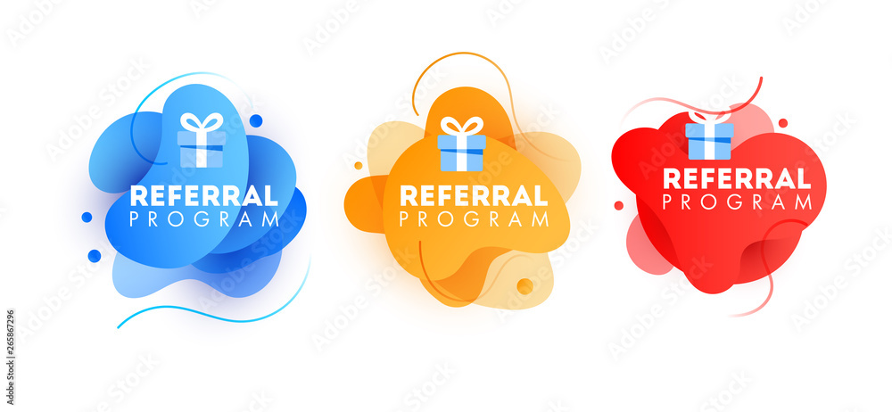 Set of doodle speech bubbles with refer a Friend message Set of doodle speech bubbles with refer a Friend message