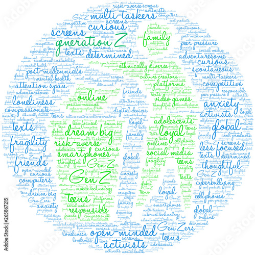 Generation Z Word Cloud on a white background. 