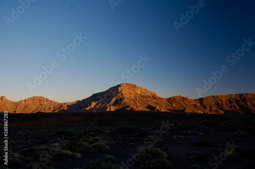 sunset in the mountains. volcano teide tenerife.