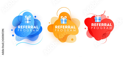 Set of doodle speech bubbles with refer a Friend message