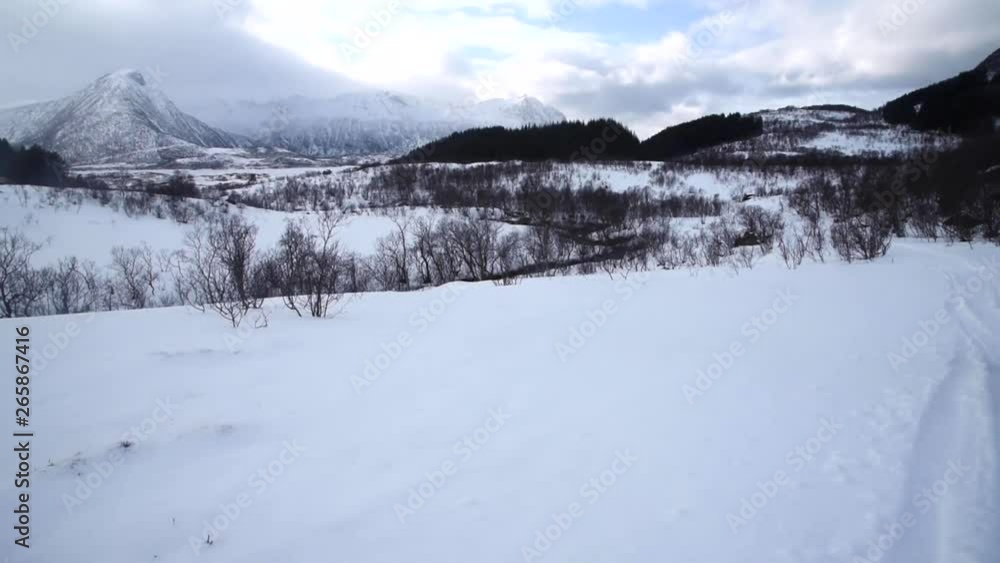 Snowy Landscape on Lofoten Archipelago in Norway Snowy Landscape on Lofoten Archipelago in Norway
